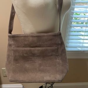 Coach taupe suede crossbody 3 pockets inside